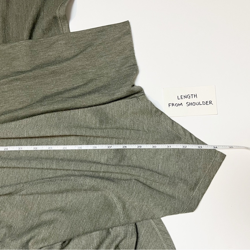 LOGO Lori Goldstein stretch knit cardigan medium open front gray green‎ neutral - Picture 9 of 10